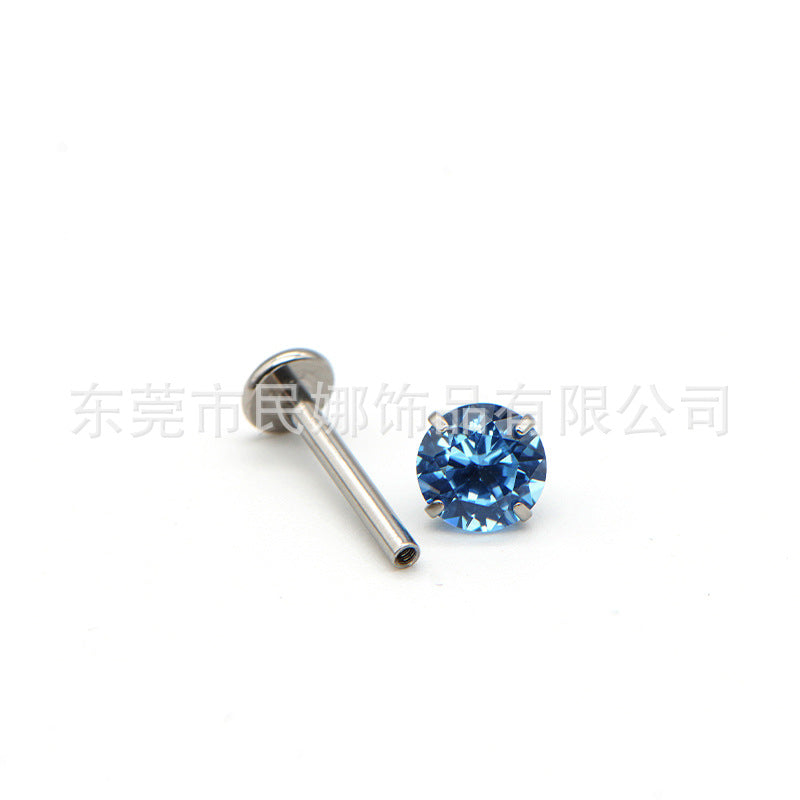 5mm Titanium Steel Earrings with Small Diamonds
