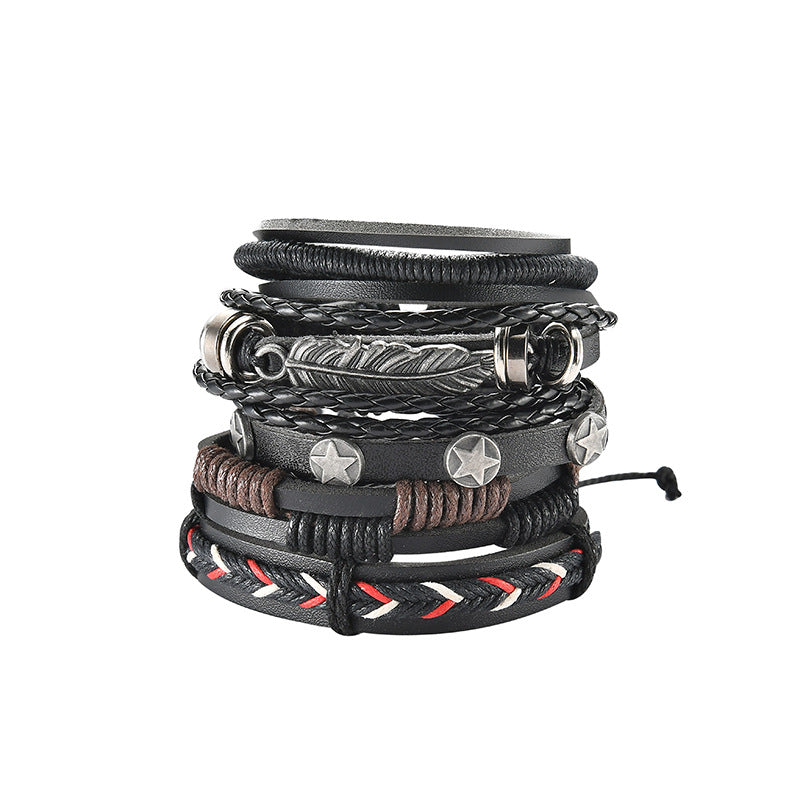 Vintage Multi-layer Leather Punk Bracelet with Charms