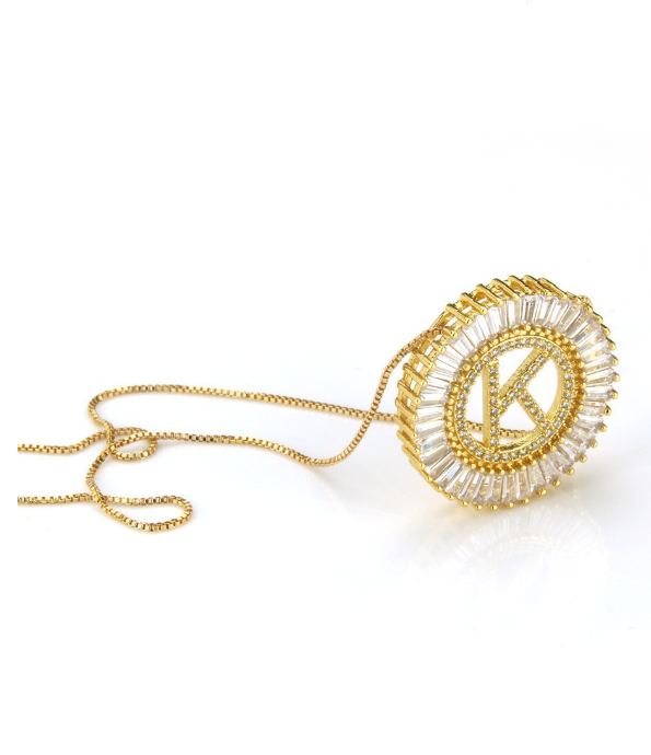 Stylish Zircon Pendant Necklace with Alphabet Letters