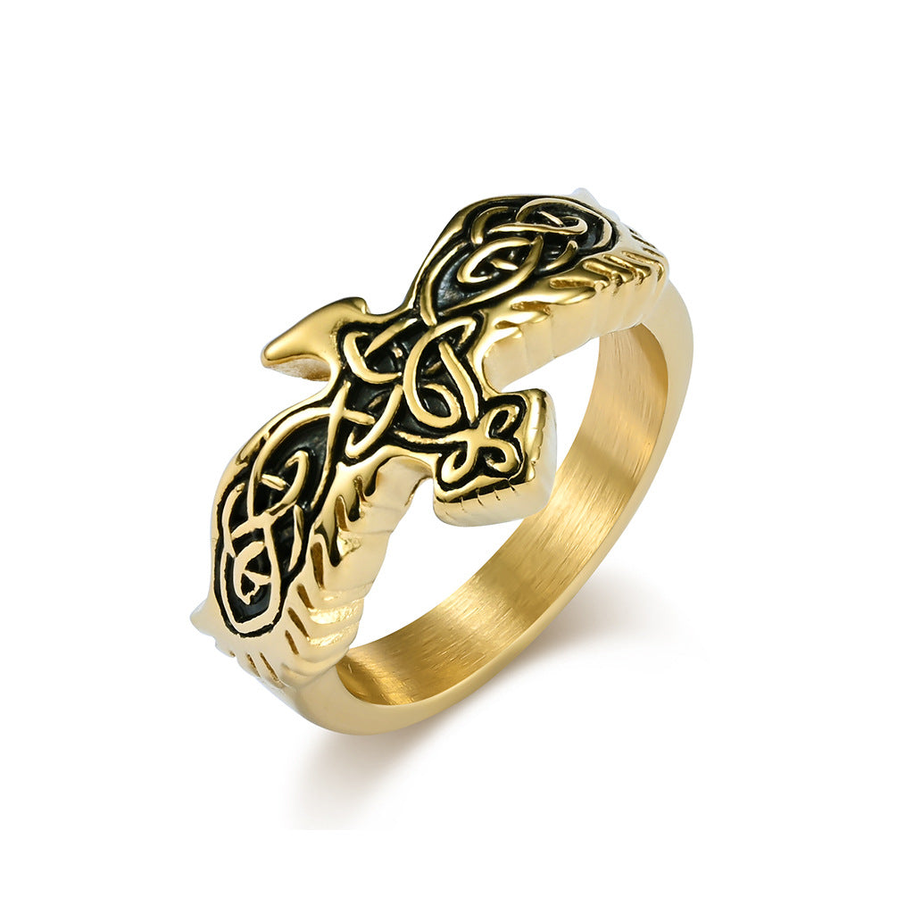 Nordic Wind Celtic Eternal Knot Eagle Titanium Ring