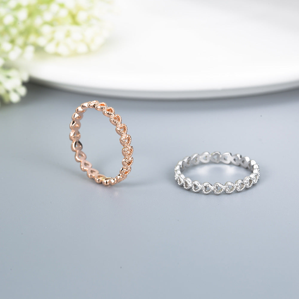 New Copper-Plated Platinum Heart Interlocking Ring