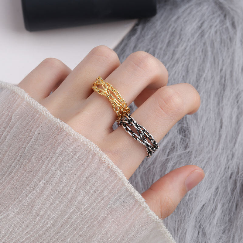Vintage Adjustable Woven Latch Ring