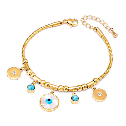 Colorful Geometric Snake Bone Bracelet with Bear & Charms