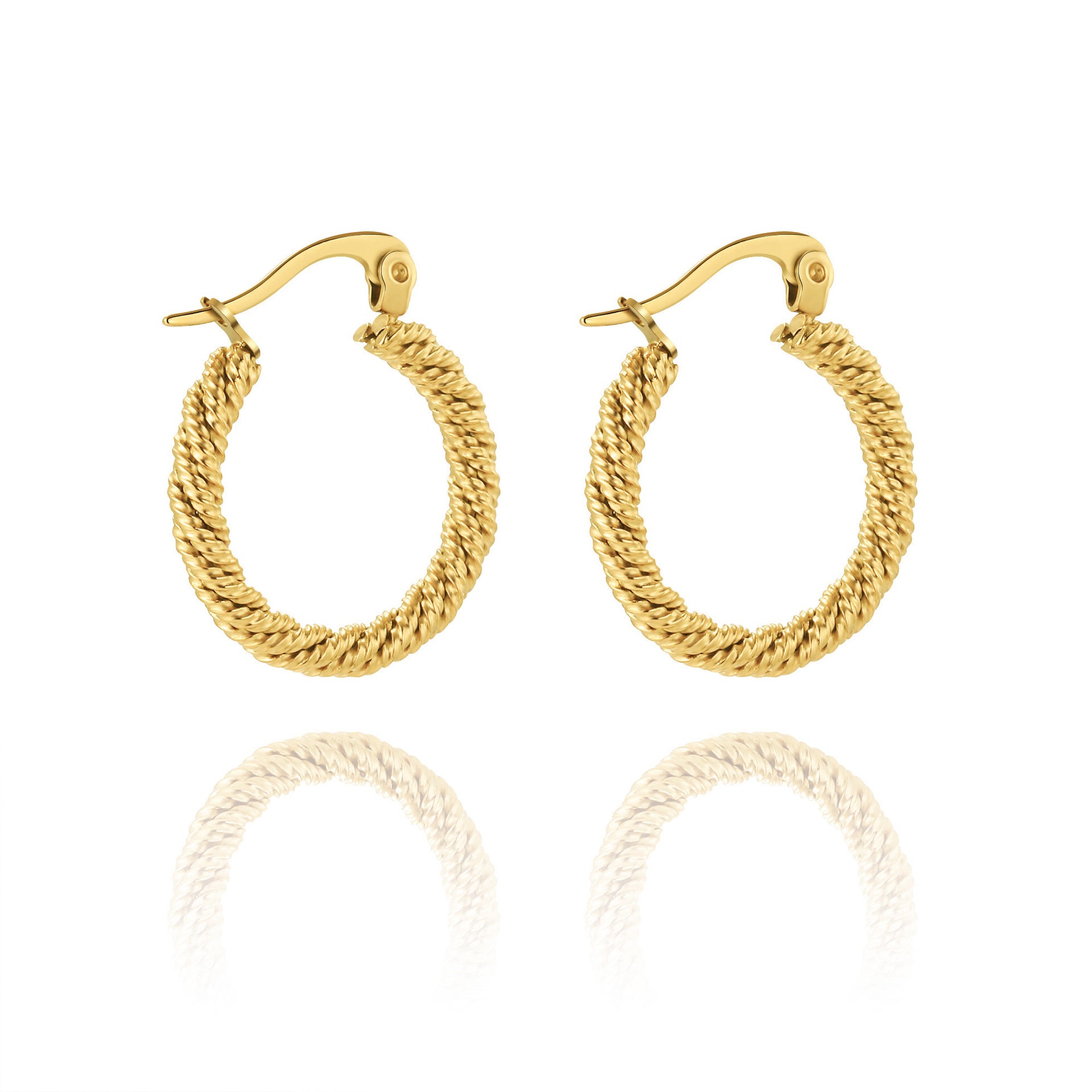 Titanium Steel Gold-Plated Hollow Crescent Earrings