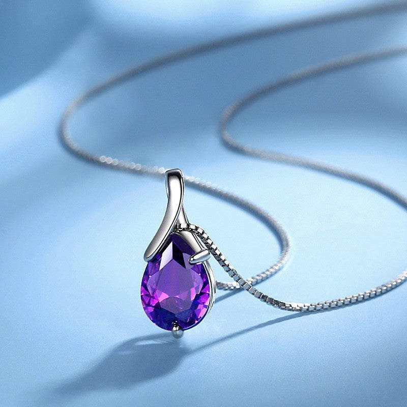 Elegant Amethyst Necklace with S925 Silver Pendant