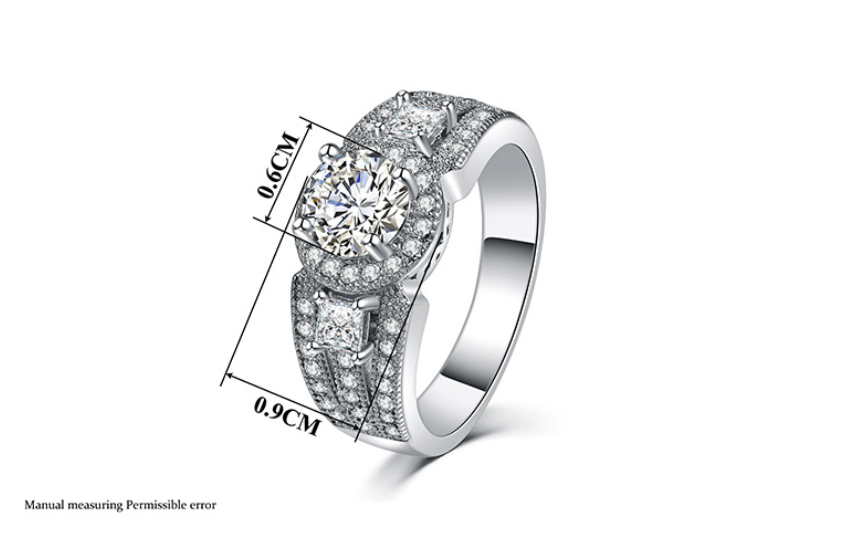 Zircon Eight Hearts Women's Platinum Ring