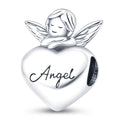925 Silver Plated Copper Bead Angel Heart Charms