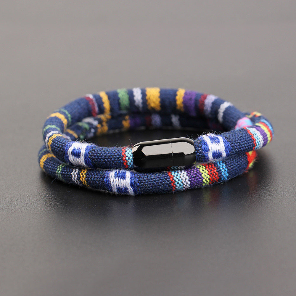 Men's Stainless Steel Bracelet with Carrying Strap