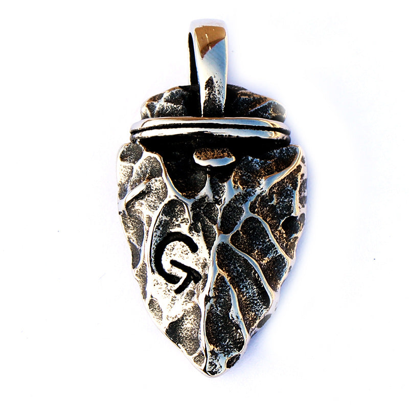 Flint Arrowhead Necklace with Titanium Steel Pendant