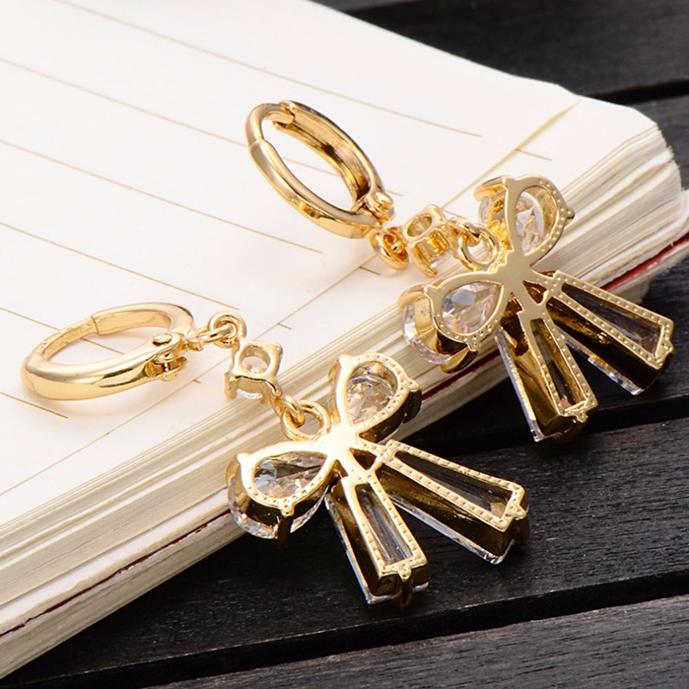 18K Gold/Platinum Plated Bowknot Zircon Earrings