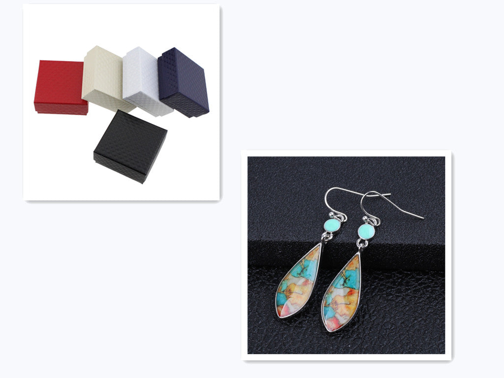 Vintage Colorful Glass Earrings with Platinum Plating