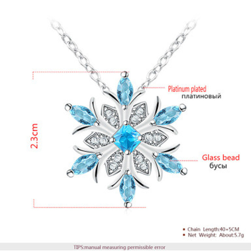Platinum Water Blue Snowflake Earrings