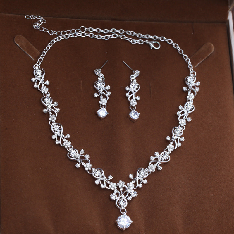 Korean Style Zirconia Necklace and Earring Set