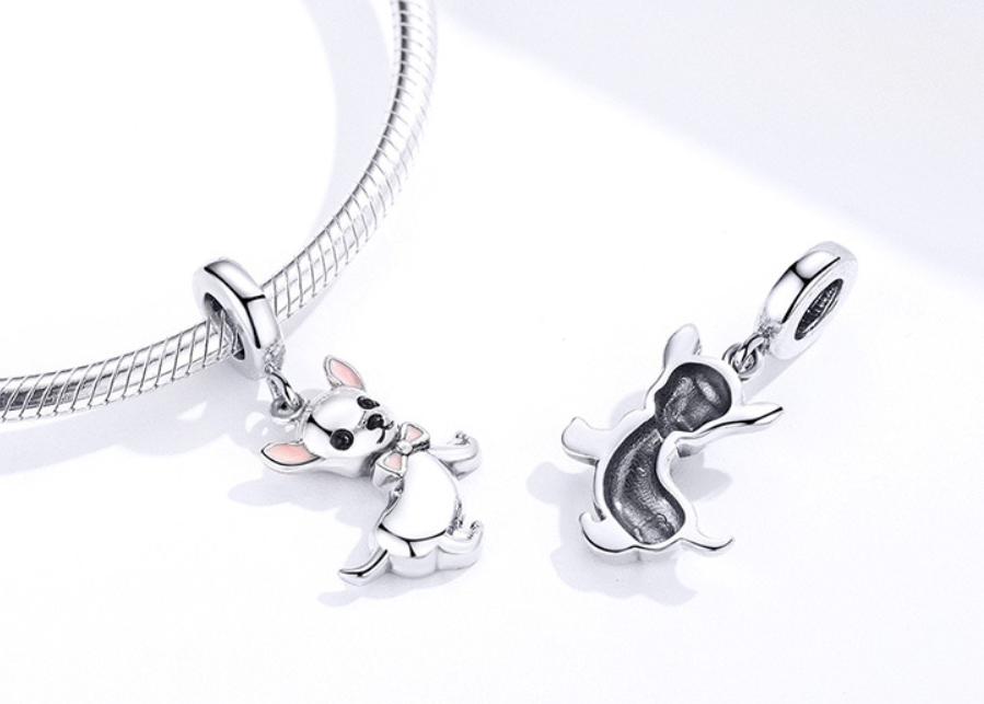 Cute Chihuahua S925 Silver Pendant for DIY Jewelry