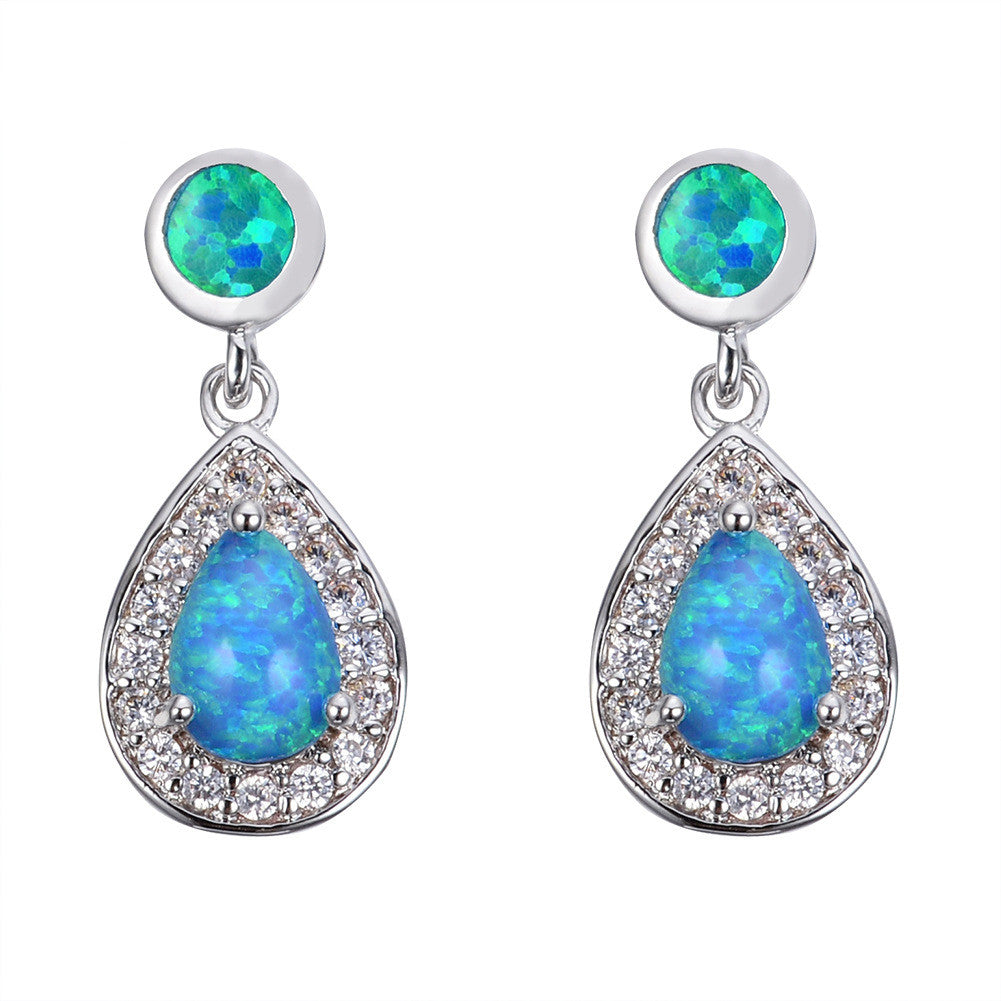Platinum Opal Drop Earrings for Women