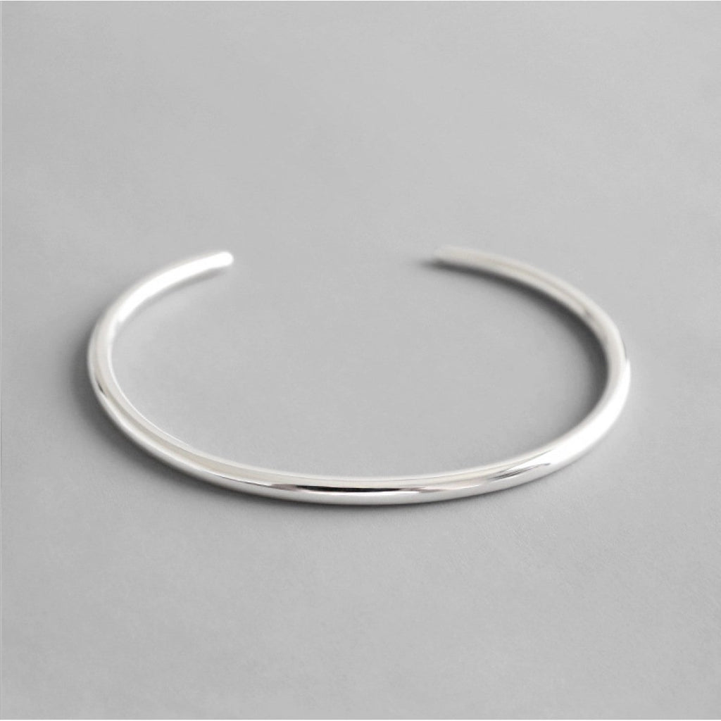 S925 Sterling Silver Minimalist Open Bangle Bracelet