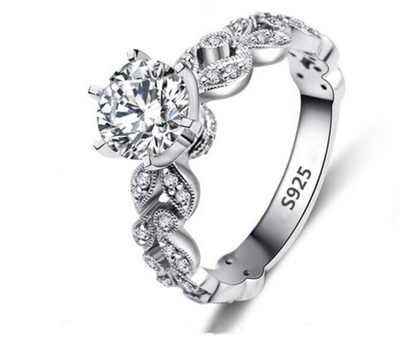 Platinum-Plated Fashion Zircon Ring