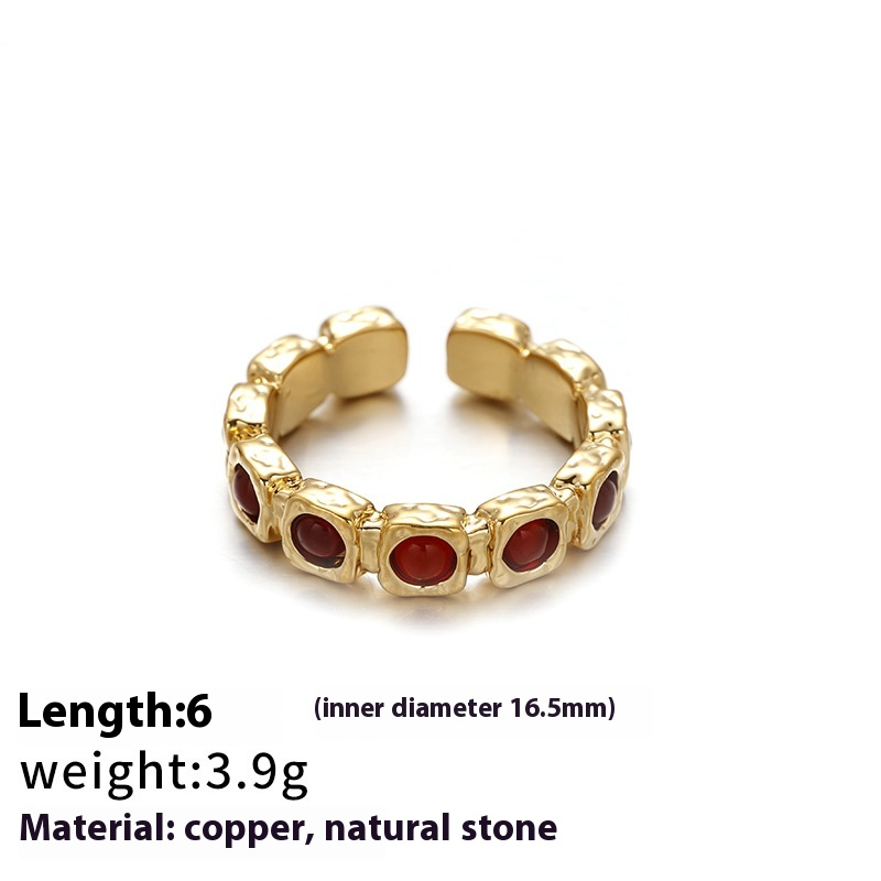 Red Agate Steel Ring
