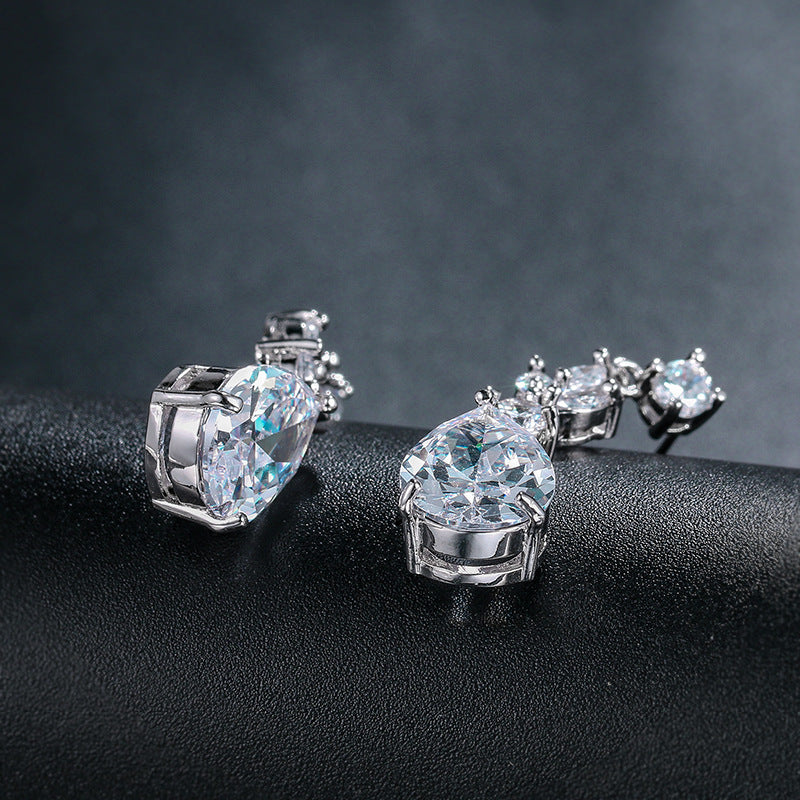 Fashionable Crystal Drop Zircon Earrings in Platinum