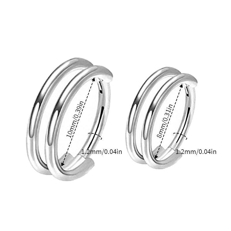 316L Stainless Steel Double Nose Ring and Cartilage Earring