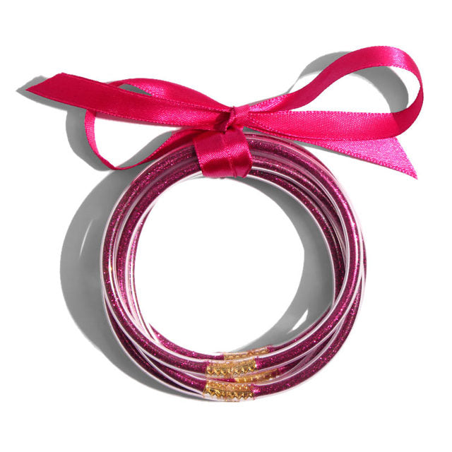 5Pcs Gold Silver Glitter Jelly Bangle Bracelet Set
