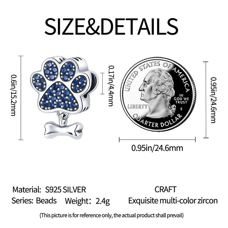 DIY Bead Bracelet Necklace Pet Paw Bone Charms