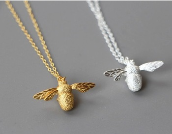 Bee Necklace with Simple Silver Pendant