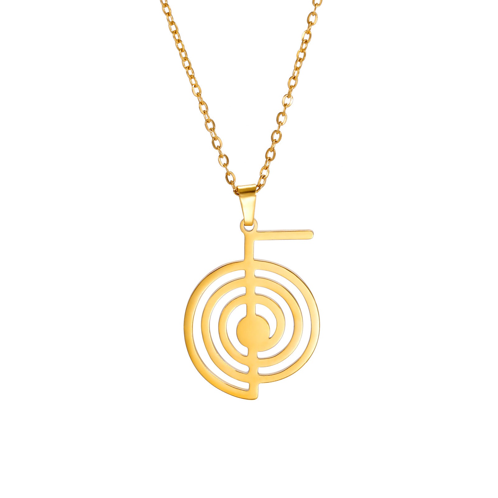 Titanium Steel Geometric Spiral Pendant Necklace