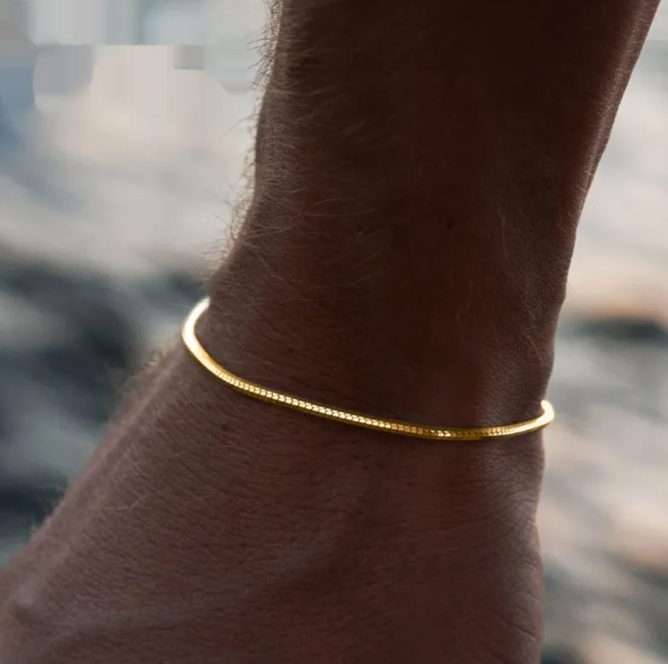Octagonal Snake Bone Stainless Steel Bracelet