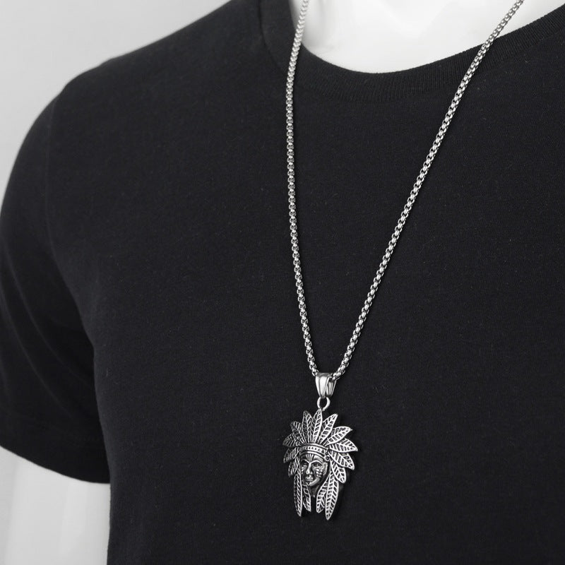 Titanium Steel Indian Necklace with Pendant