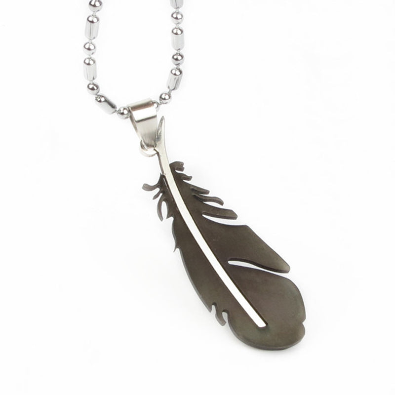 Vintage Feather Titanium Steel Pendant for Couples