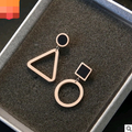 Rose Gold Titanium Steel Earrings - Asymmetric Design