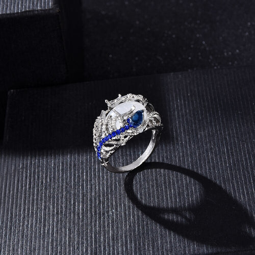 Blue Diamond Floral Moonstone Vintage Ring Jewelry