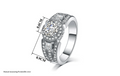 Zircon Eight Hearts Women's Platinum Ring