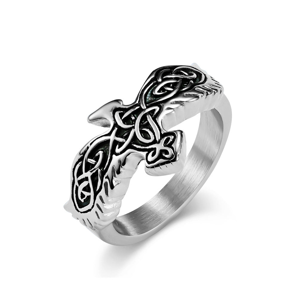 Nordic Wind Celtic Eternal Knot Eagle Titanium Ring
