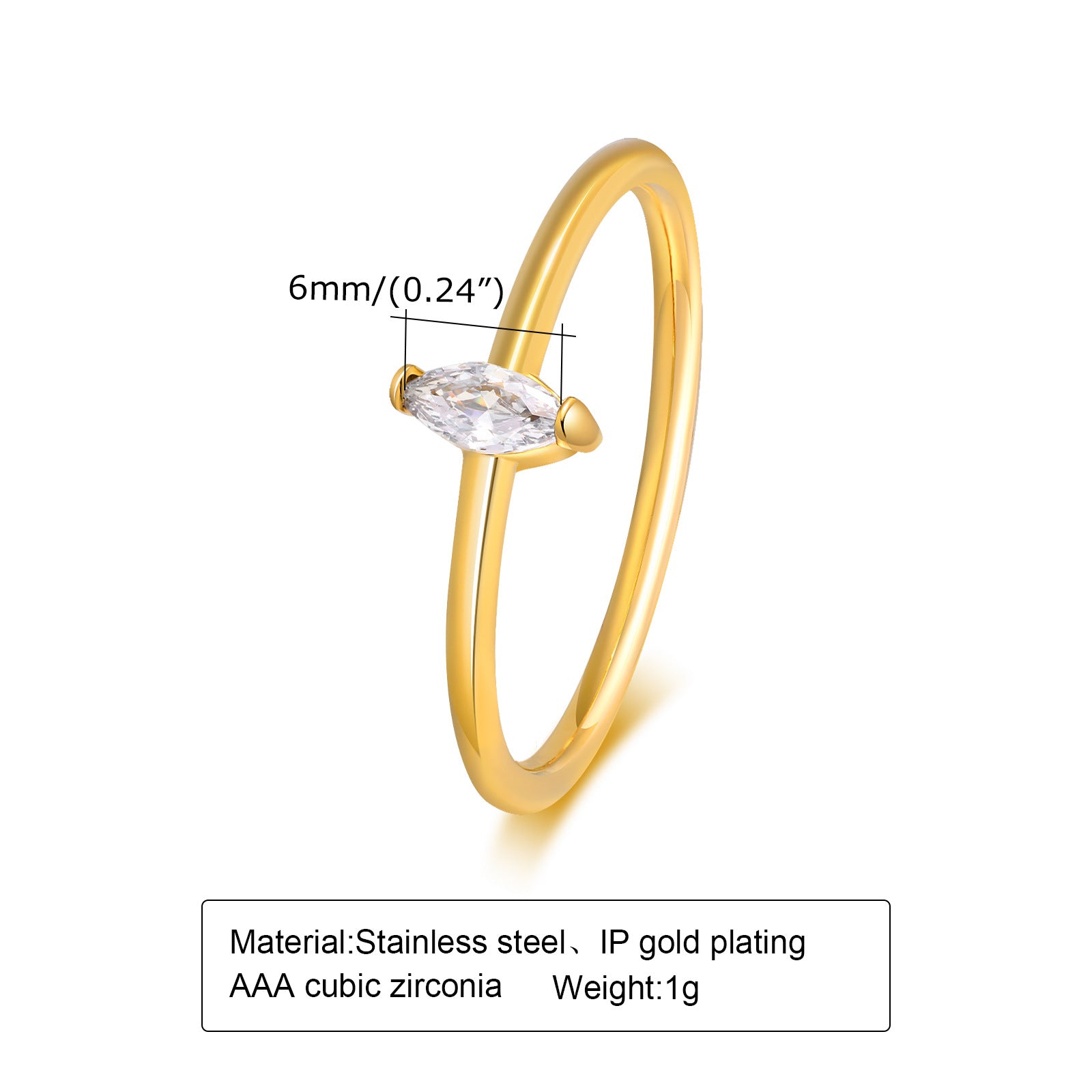 Zircon Gold Ring for Women