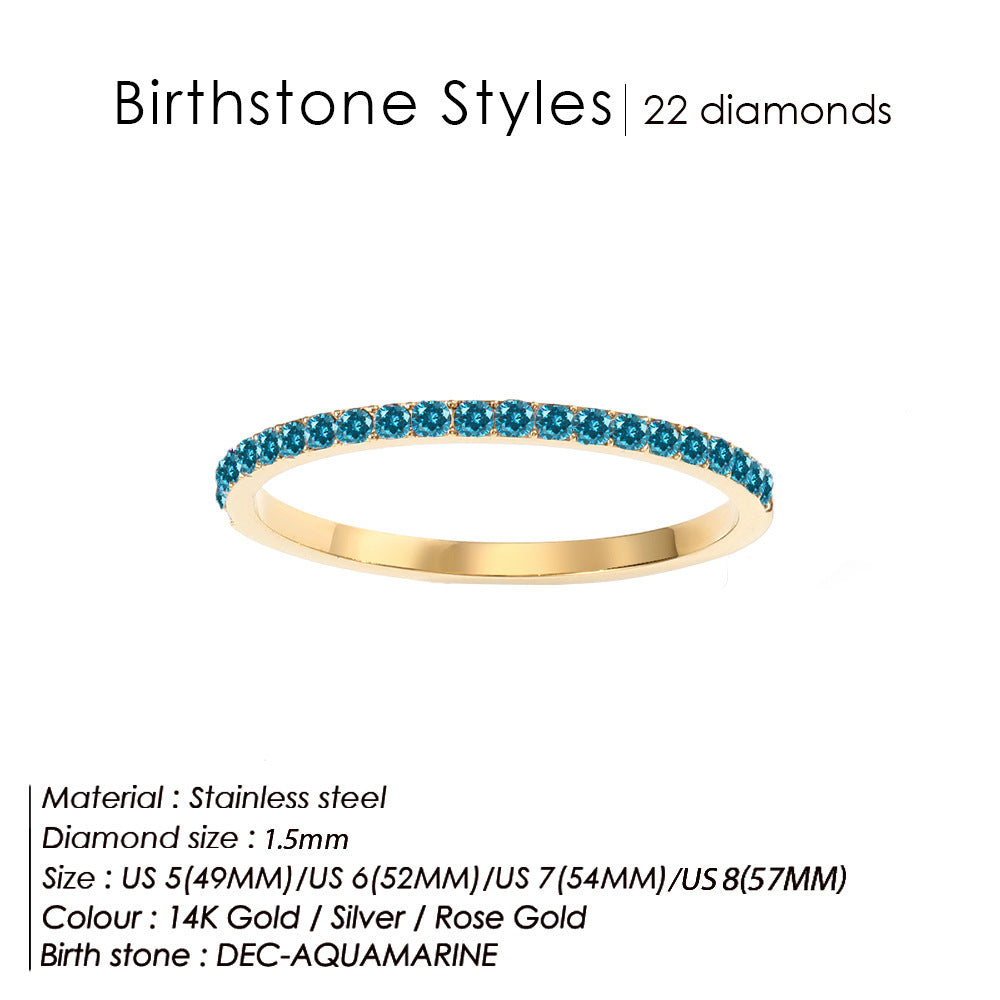 Colorful Rhinestone Stainless Steel Ring