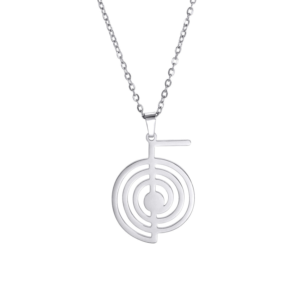 Titanium Steel Geometric Spiral Pendant Necklace