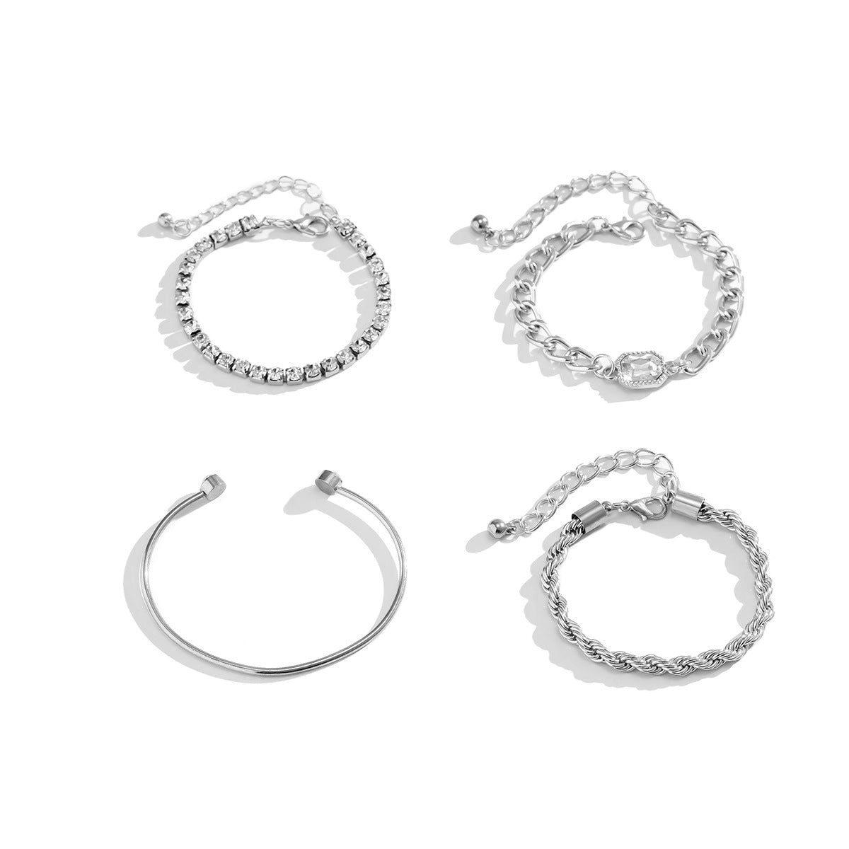 Hollow Metal Rhinestone Bangle Versatile Chain Bracelet