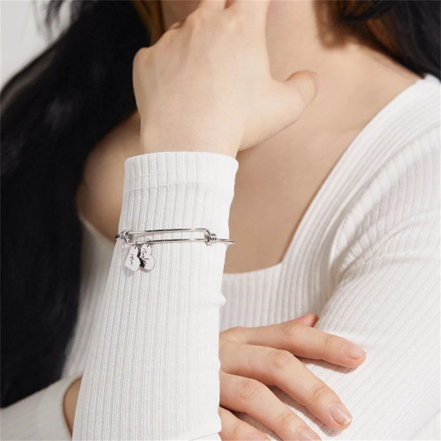 Titanium Steel Bracelet with Stainless Steel Name Tag