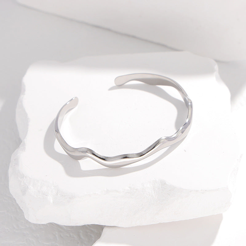 Wavy Stainless Steel Bracelet with Titanium Steel Design
