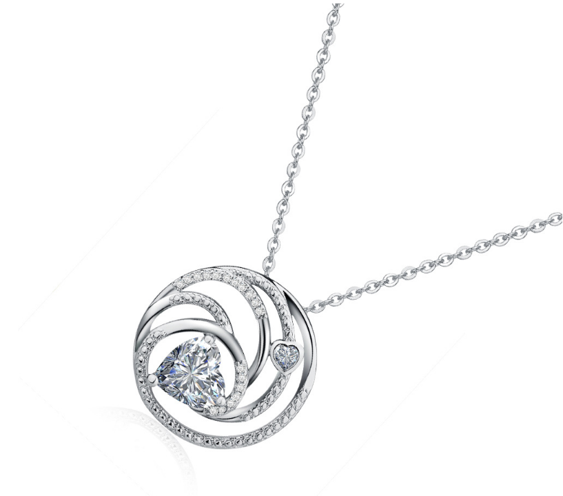 Round Eight Hearts and Eight Arrows Zircon Pendant