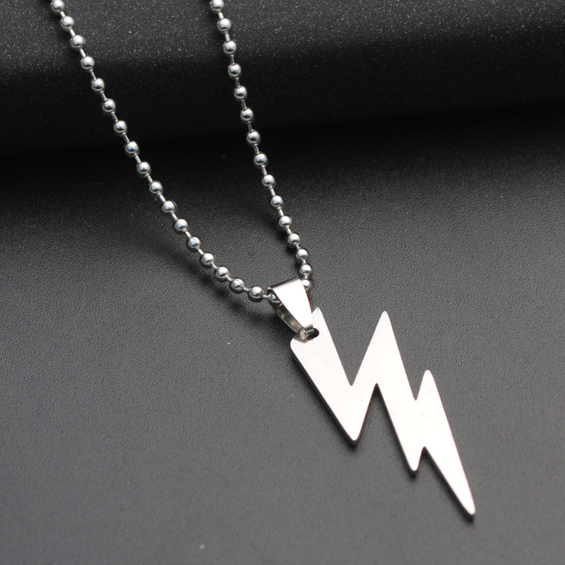 Punk Style Lightning Necklace with Stainless Steel Pendant