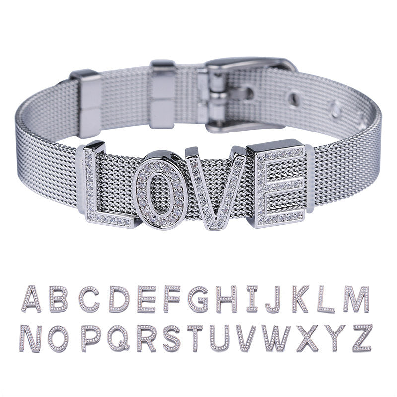 Custom Letter and Number Stainless Steel Bracelet