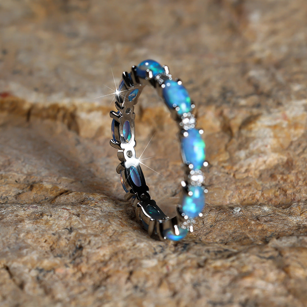Platinum Heart-Shaped Diamond Opal Ring