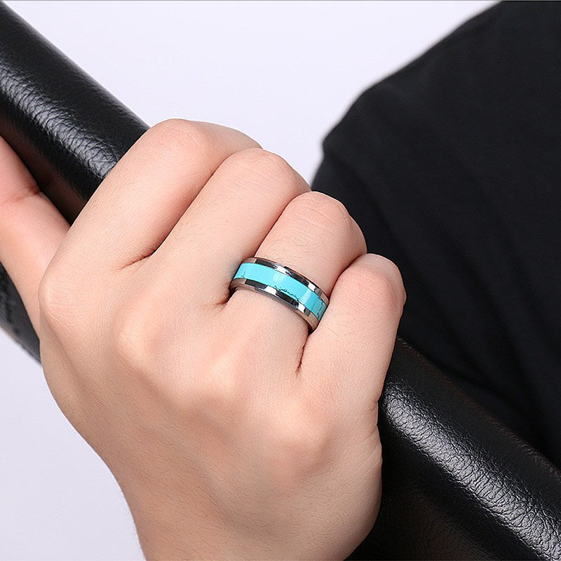 Turquoise Inlay Tungsten Ring