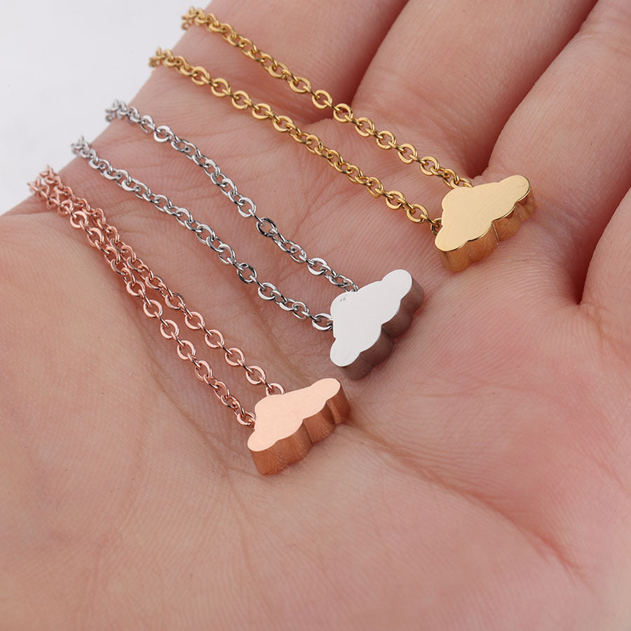 RUMNVNTY Mirror Titanium Cloud Pendant Necklace