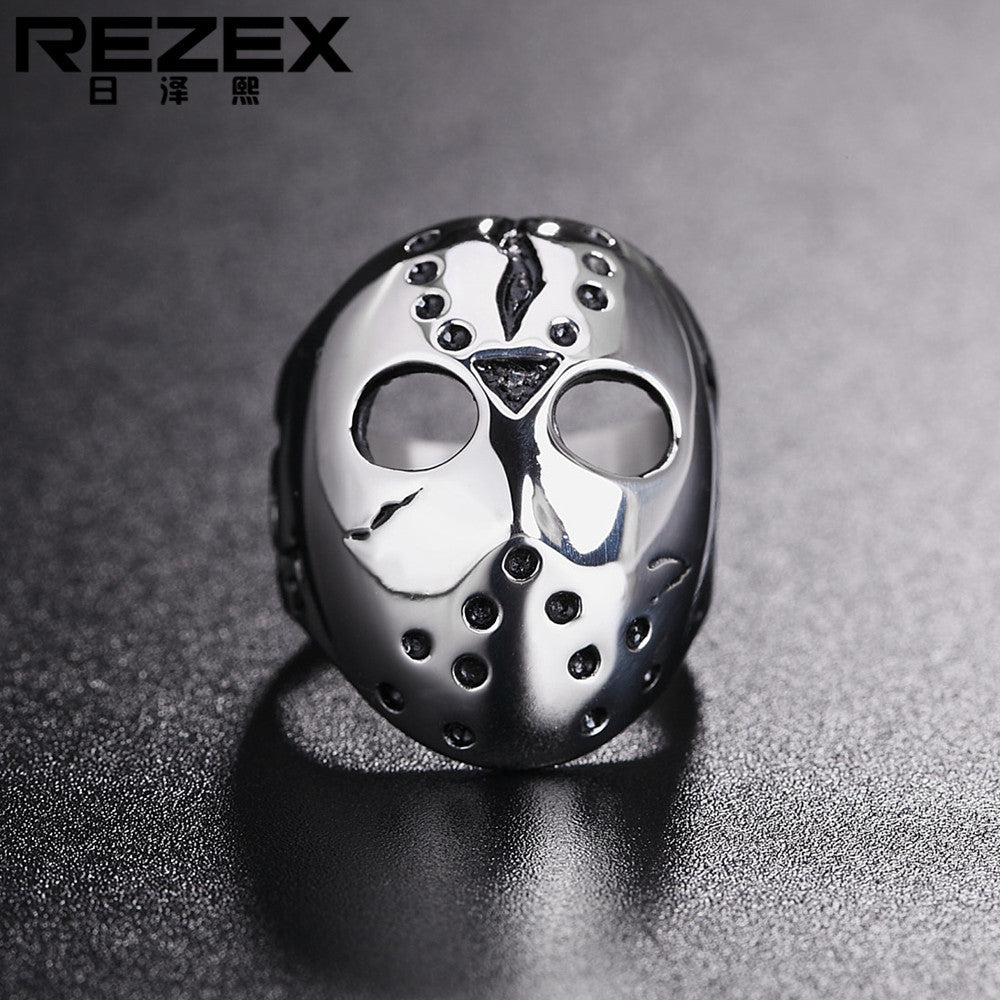 R0004-NK01 Punk Style Jason Mask Titanium Ring for Men