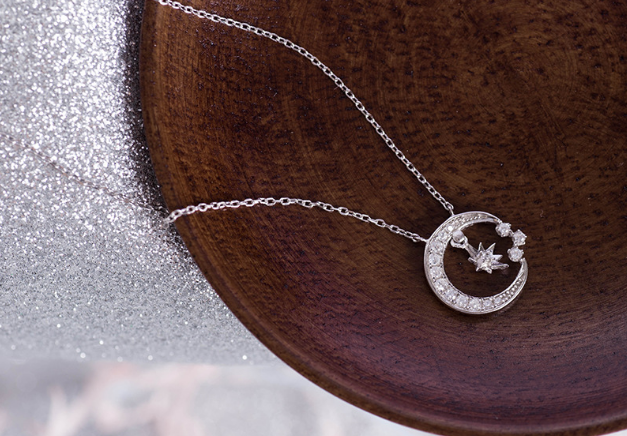 Custom Cute Prince Star Moon Zircon Pendant Necklace
