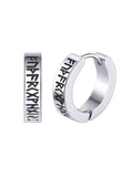 Hypoallergenic Hoop Earrings for Men Stainless Steel Norse Viking Runes Jewelry Huggie Hoops Small Circle Earring